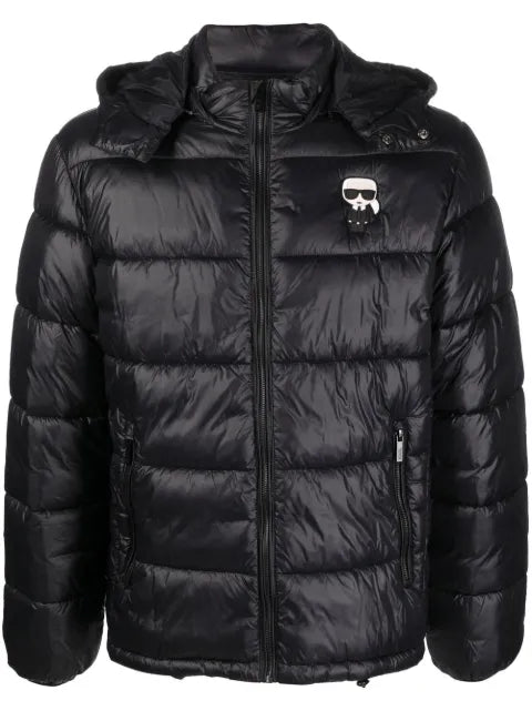 Karl Lagerfeld logo-patch hooded puffer jacket