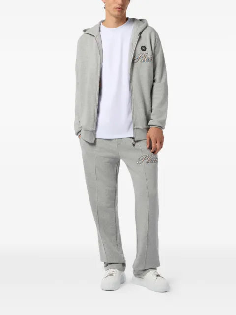 Philipp Plein logo-embroidered zip-up hoodie