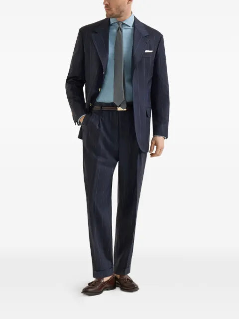 Brunello Cucinelli virgin wool chalk stripe tailor blazer