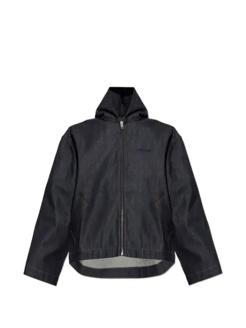 Balenciaga denim hooded jacket in raw indigo