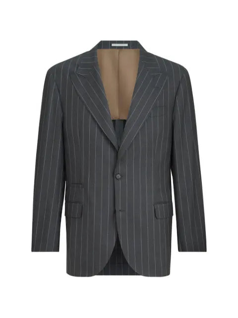Brunello Cucinelli super 150s virgin wool chalk stripe tailor blazer