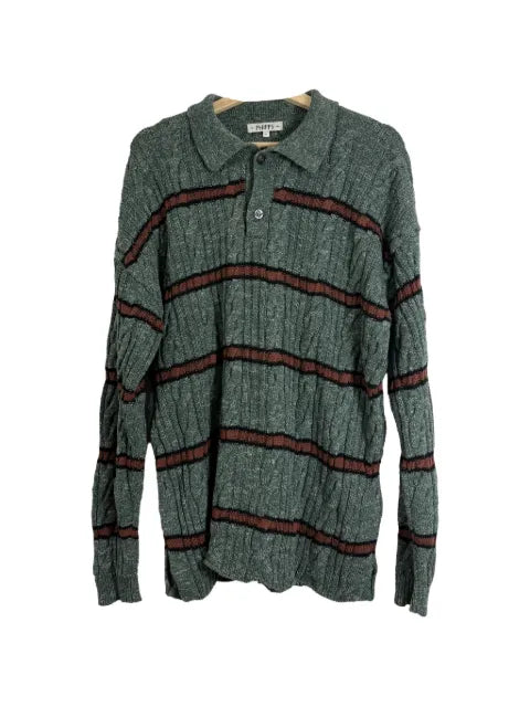 Phipps cable-knit striped polo-collar sweater