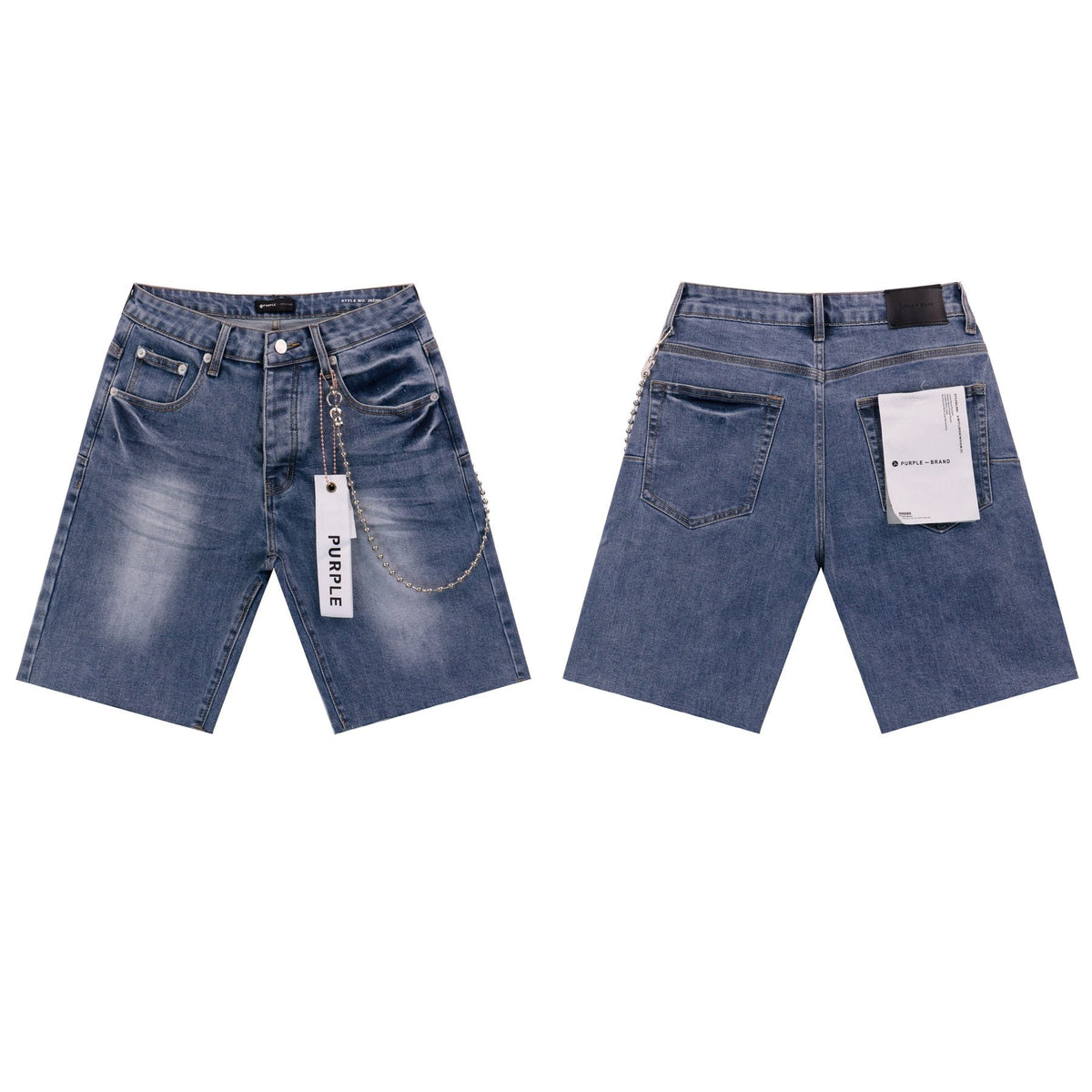 Purple Brand Chain Detail Denim Shorts