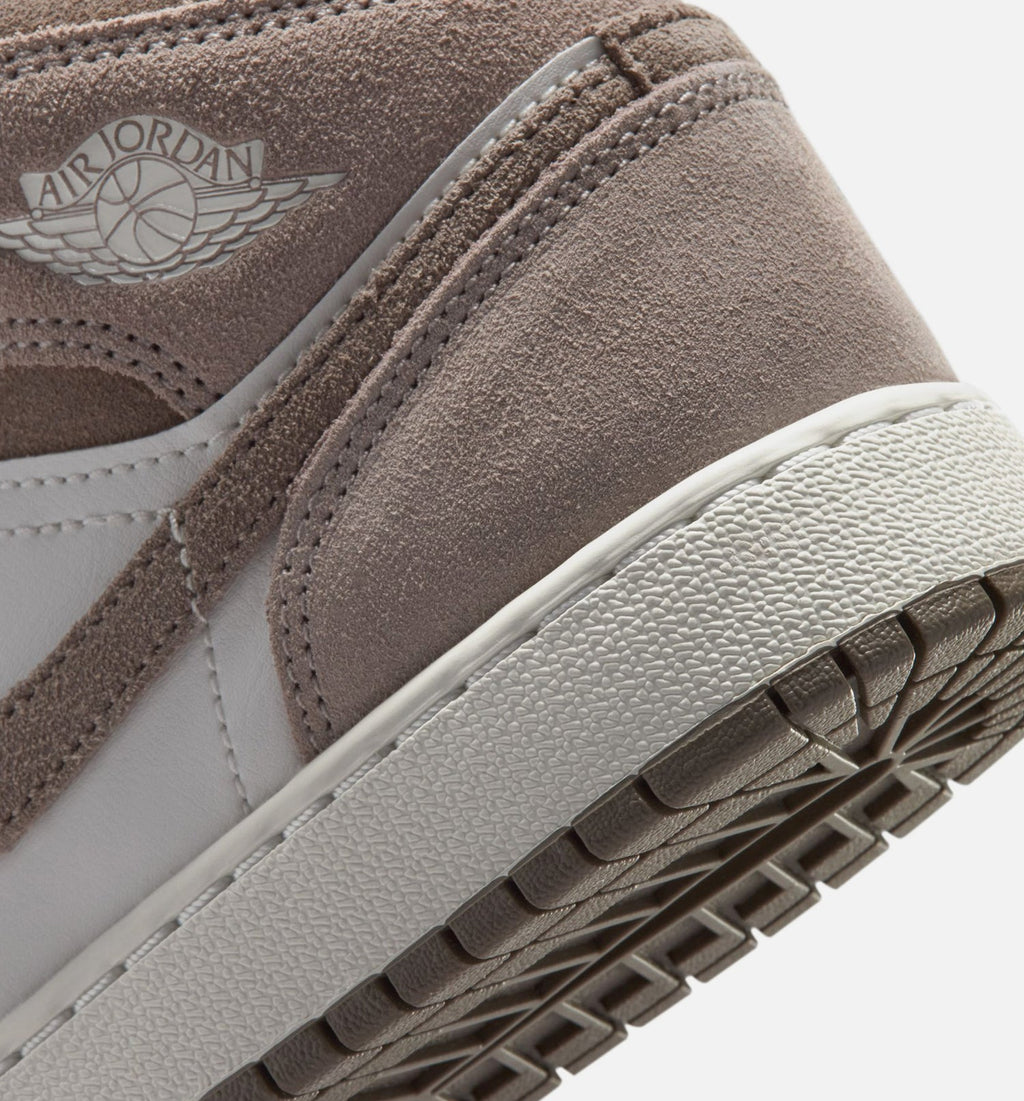 Air Jordan 1 Mid Grade School Lifestyle Shoes - Enigma Stone / Olive Grey / Summit White