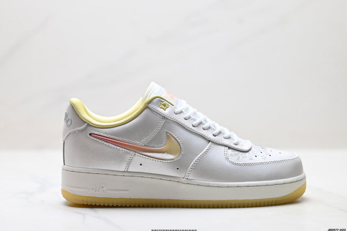 Nike Air Force 1 Low White Pale Yellow Unisex Sneakers Style 24