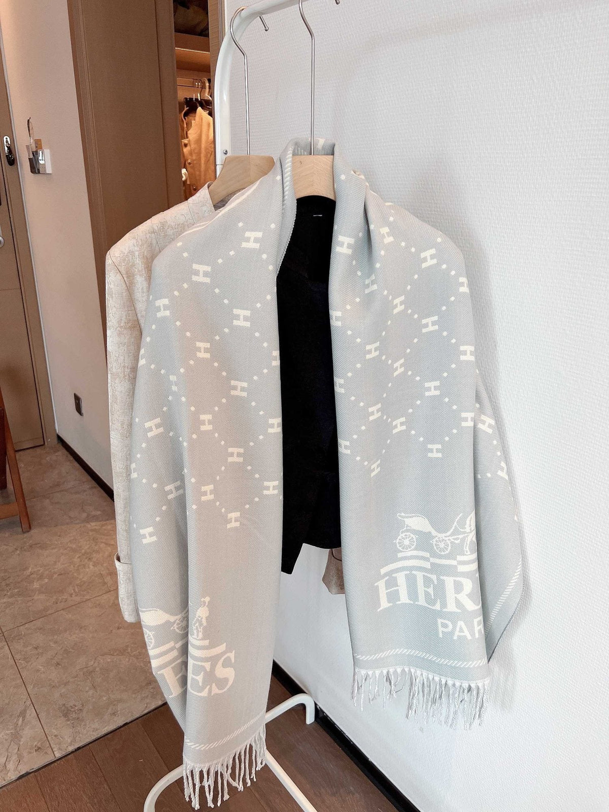 Hermès Fringed Logo Scarf