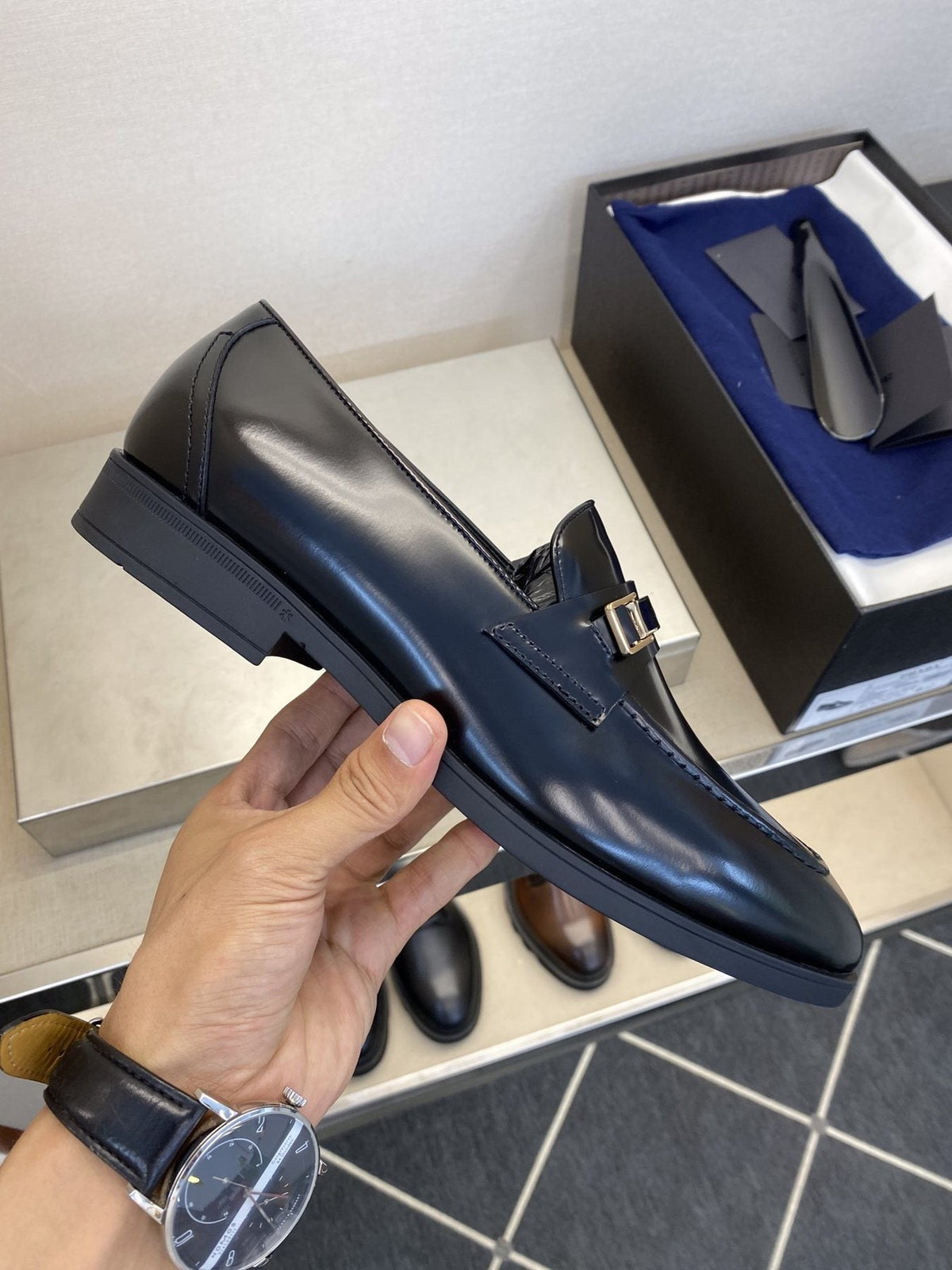Prada Black Buckle Loafers