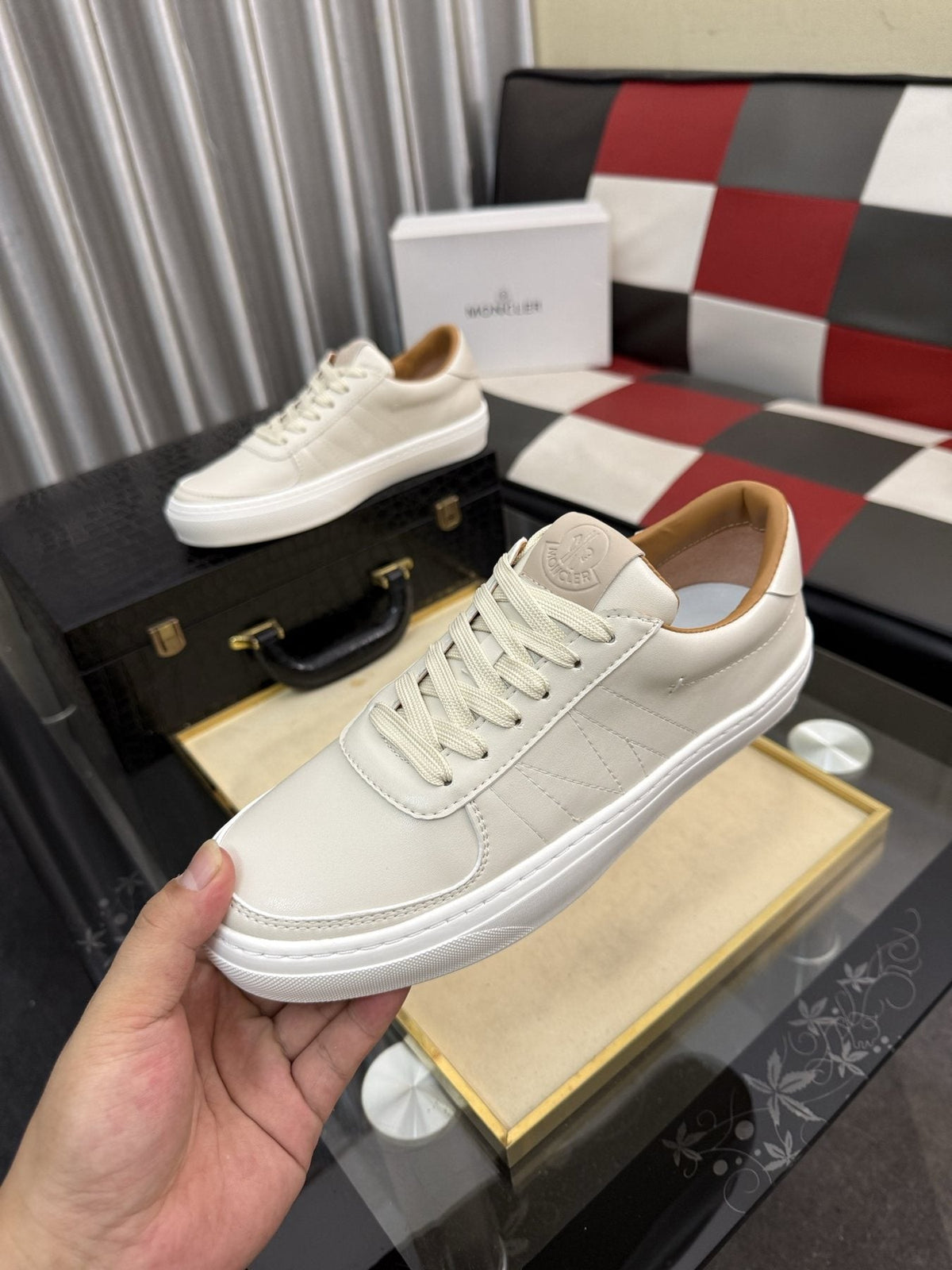 Moncler Men's Off-White Low-Top Sneakers