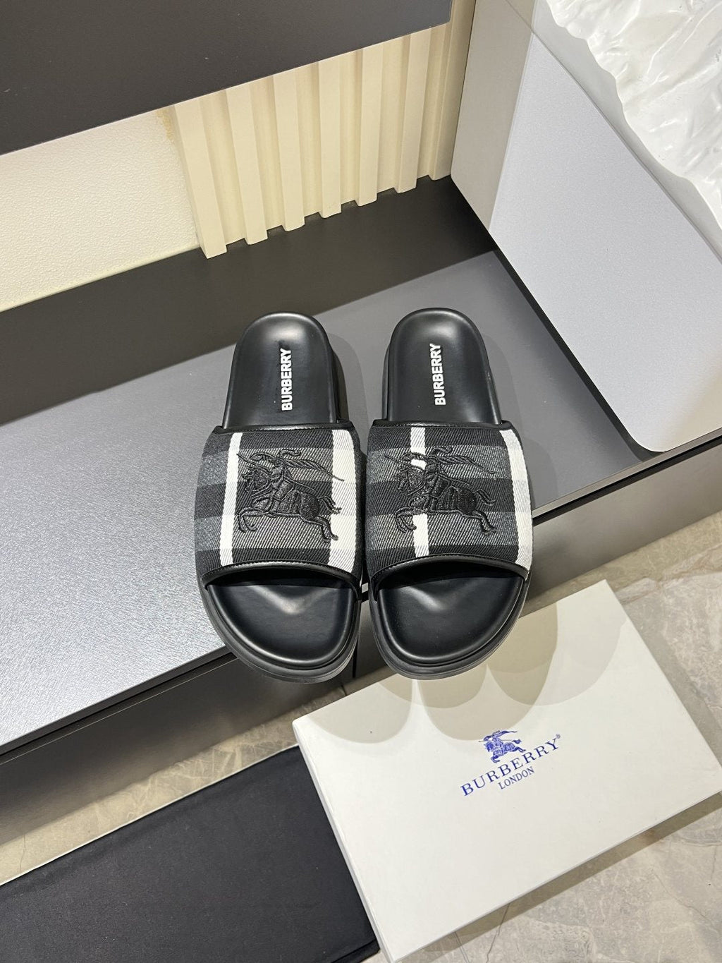 Burberry Plaid Slide Sandals