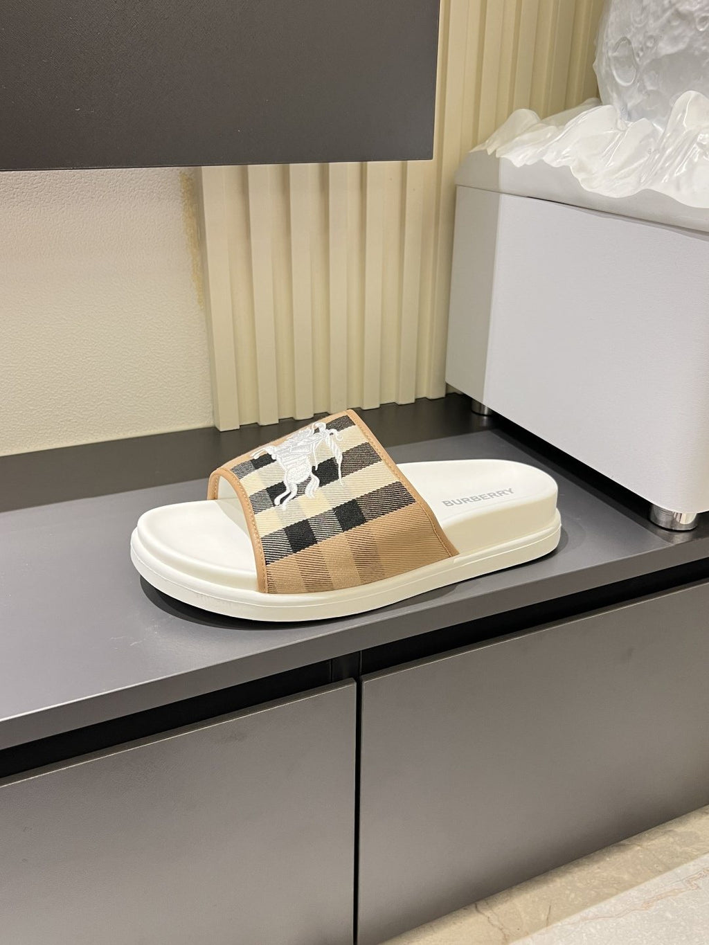 Burberry Plaid Slide Sandals