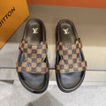 Louis Vuitton Checkerboard Crossover Slide Sandals