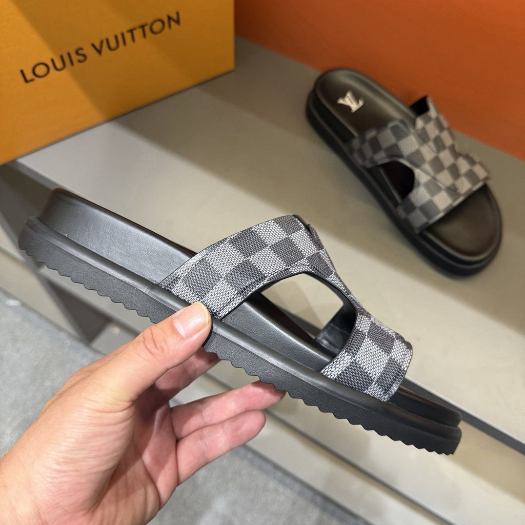 Louis Vuitton Checkerboard Crossover Slide Sandals
