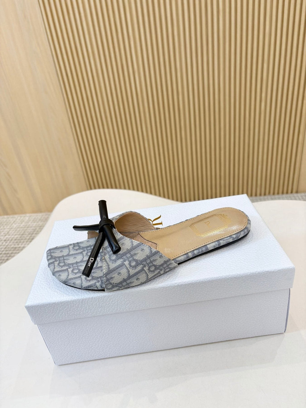 Dior Bow Flat Mule Sandals