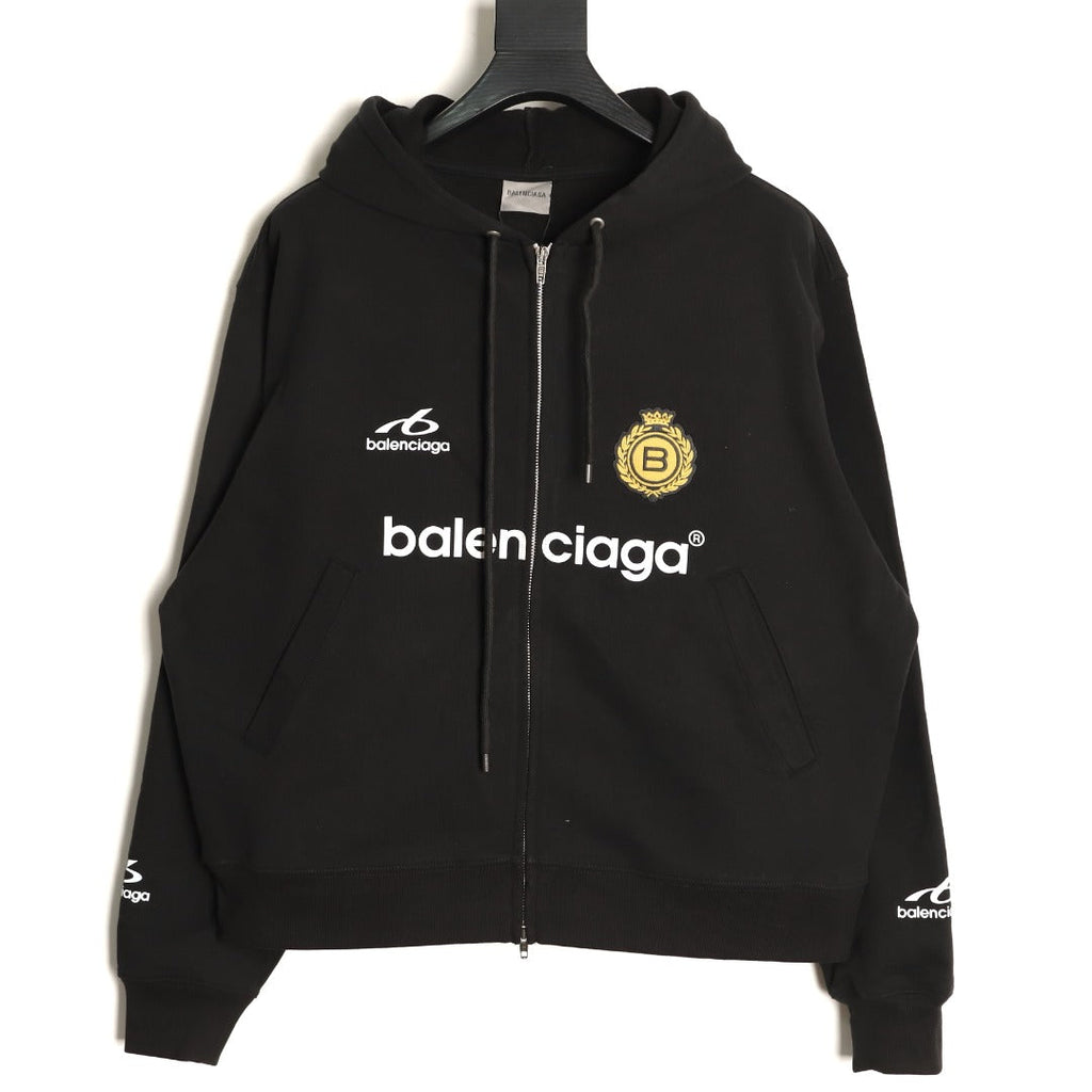 Balenciaga Soccer-Inspired Number 10 Zip Hoodie - Black